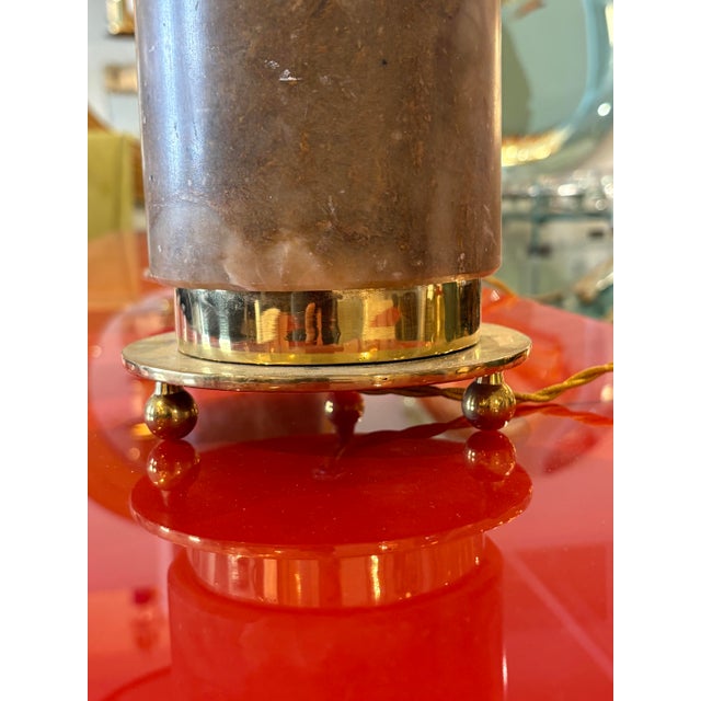 1970s Italian Mid-Century Brass and Marble Table Lamps - a Pair For Sale - Image 4 of 6