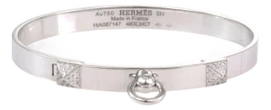 Hermes France Collier de Chien Diamond 18k White Gold Bangle Bracelet