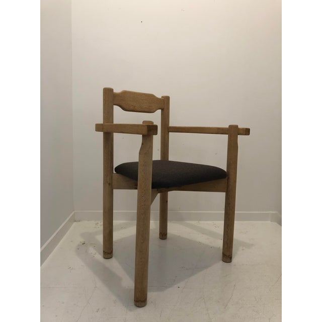 Wonderful Vintage French Mid-Century Modern armchair. Light oak wood with newly upholstered seat in good, vintage...