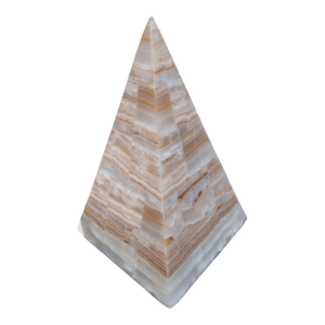 Mid 20th Century Onyx Marble Pyramid Form Table Lamp