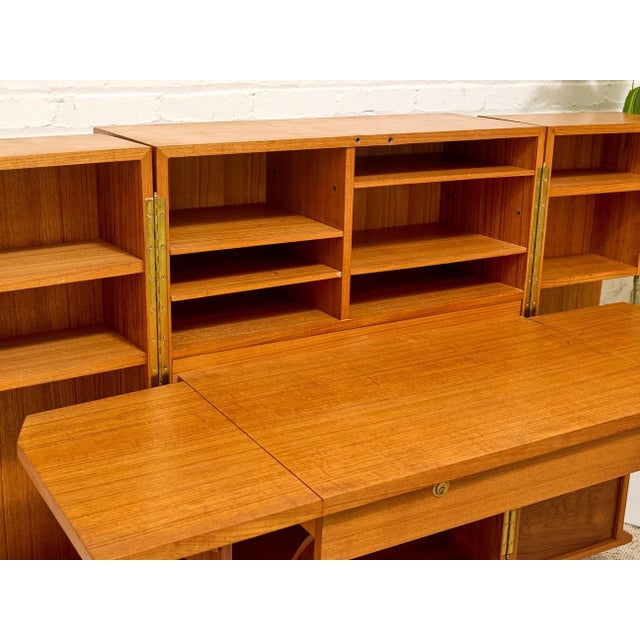 Vintage Danish Modern Teak Transformer Desk Cabinet For Sale - Image 10 of 12