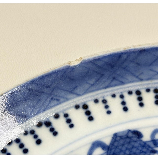Rare 19th C. Qing Dynasty Chinese Export Blue Nanking Porcelain Landscape Plate For Sale In Portland, OR - Image 6 of 7