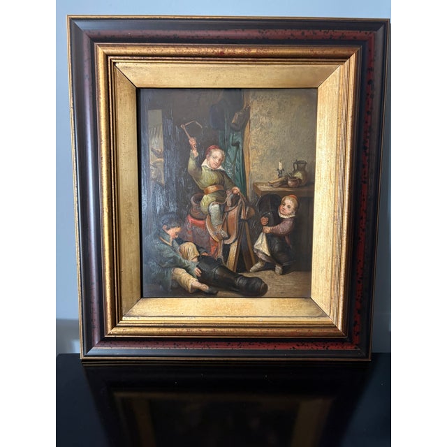 Framed Oil on Board "Boy on Saddle", Mid-20th Century For Sale In Savannah - Image 6 of 7