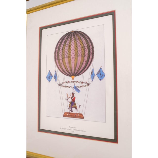 1980s Set of 4 Framed & Matted Hot Air Balloon Prints For Sale In Philadelphia - Image 6 of 14