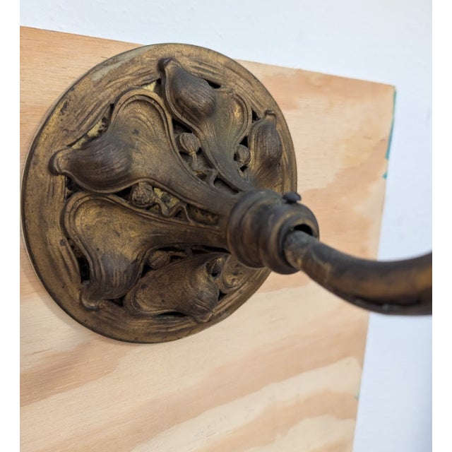 Victorian 1900's Victorian Brass Sconces With Trumpet Shades For Sale - Image 3 of 5