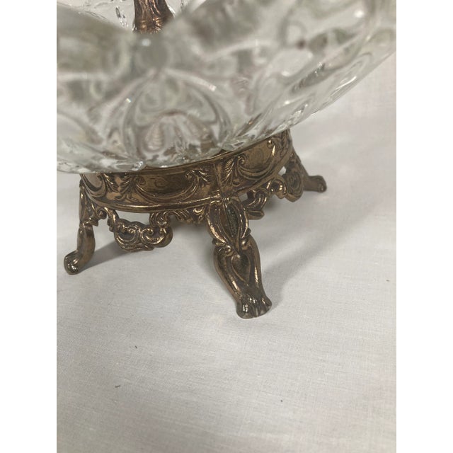 1950s 1950s Federal Glass Two-Tiered Serving Candy Dish With Brass Base For Sale - Image 5 of 12