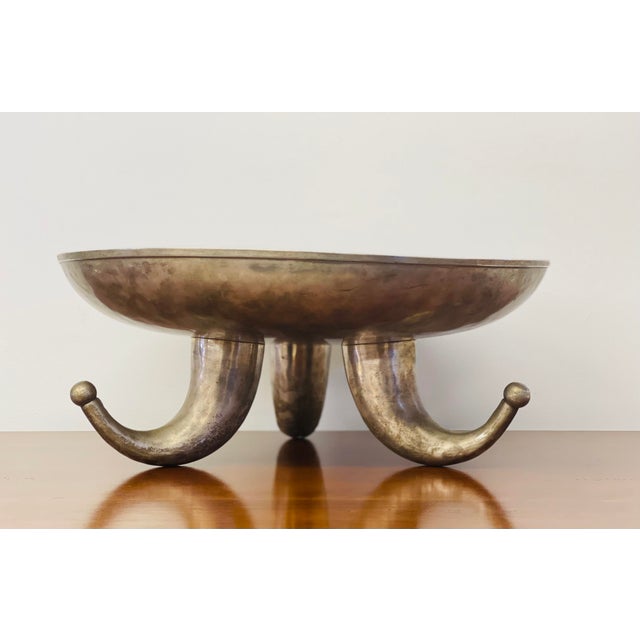 Rustic European Vintage H.R.W. Fink German Hand Crafted Silver Decorative Bowl With Jester Hat Legs For Sale - Image 3 of 6