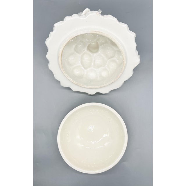 French Italian White Ceramic Fruit Tureen or Covered Bowl - Blanc De Chine - Mid Century, Neoclassical, Hollywood Regency For Sale - Image 3 of 18