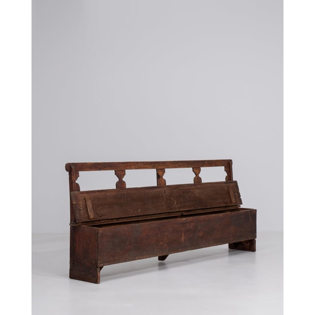 20th Century Italian Wooden Bench with Upholstered Seat For Sale - Image 11 of 13