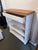 Wood Shabby Chic White + Tan Bookshelf, Vintage For Sale - Image 7 of 12