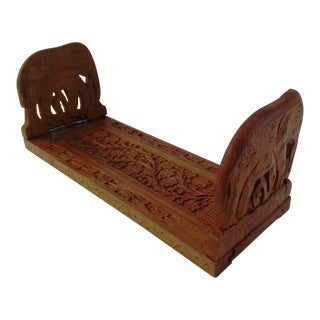 Mid-Century Carved Wood Extending Book Rack For Sale