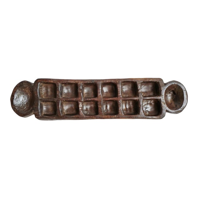 Vintage Old African Carved Wood Mancala Game Board For Sale