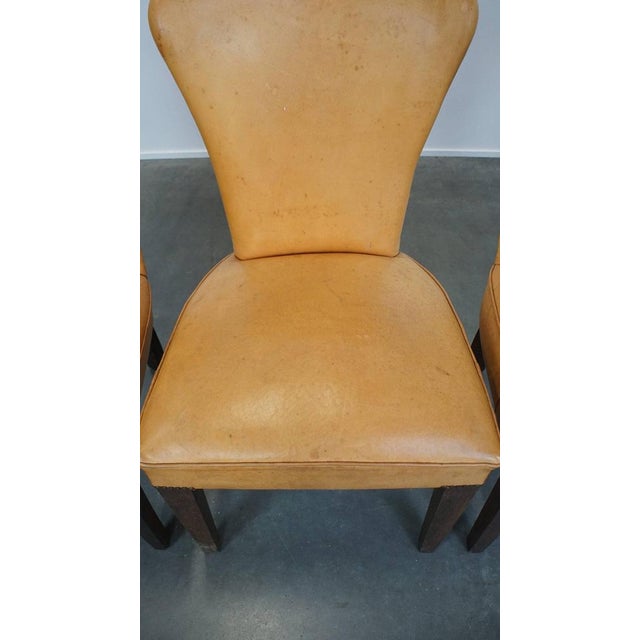 Beige Honey-Colored Goatskin Dining Room Chairs, Set of 4 For Sale - Image 8 of 13