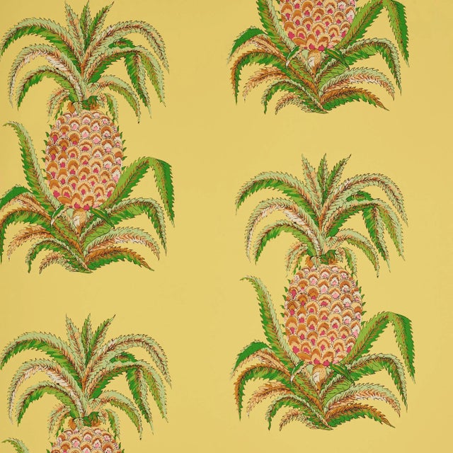 Schumacher Pineapples Wallpaper in Yellow , Sample For Sale