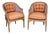 Vintage Faux Bamboo Caned Barrel Armchairs Pair McGuire Style For Sale