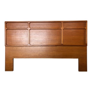 Vintage Mid Century Modern Danish Style Queen Size Headboard For Sale