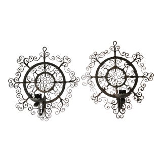 Ornate Iron Sconces From Spain For Sale