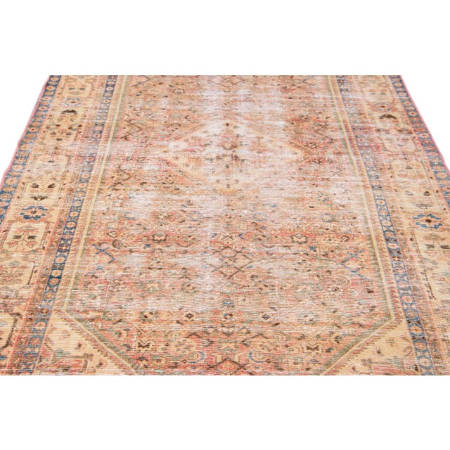 Shabby Chic Vintage Malayer Handmade Persian Allover Pattern Pink Wool Rug For Sale - Image 3 of 8