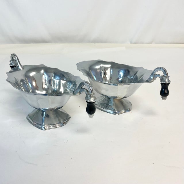 1950s Vintage Art Deco Hollywood Regency Chrome & Bakelite Creamer and Sugar - 2 Piece Set For Sale - Image 4 of 9