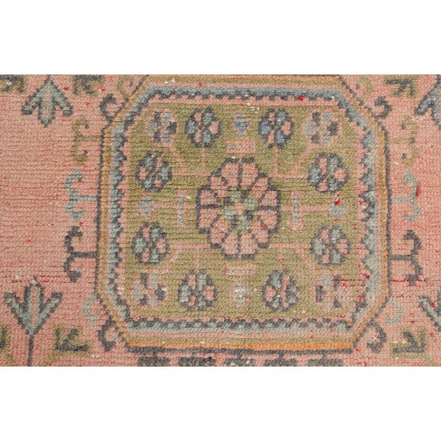 Textile 1950s Muted Pale Pink Turkish Runner For Sale - Image 7 of 10