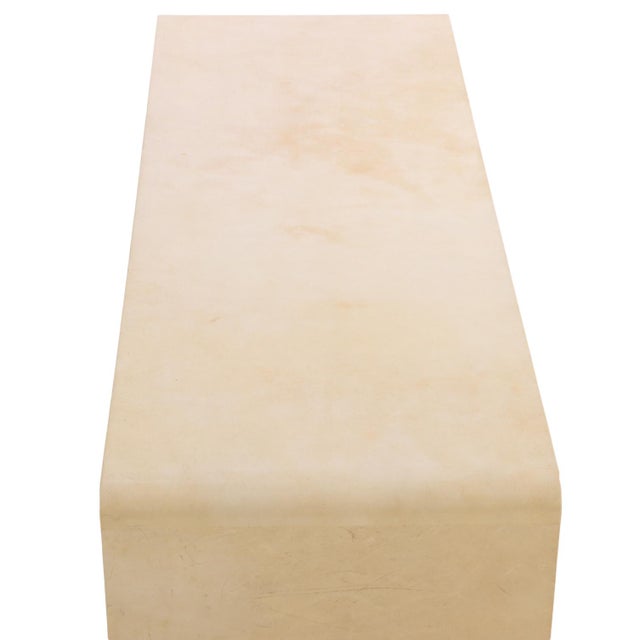 Contemporary Parchment-Covered Waterfall Coffee or End Table in the Manner of Jean-Michel Frank. For Sale - Image 3 of 6