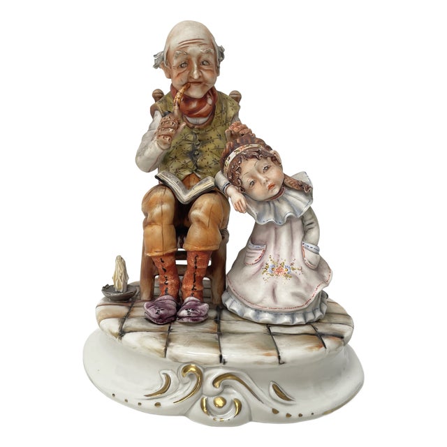 Grandfather with His Granddaughter from Capodimonte, 1960s For Sale