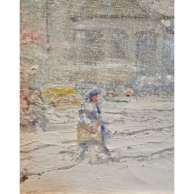 Textile Johann Berthelsen -St. Paul in the Snow -New York City-1930s Oil Painting For Sale - Image 7 of 11