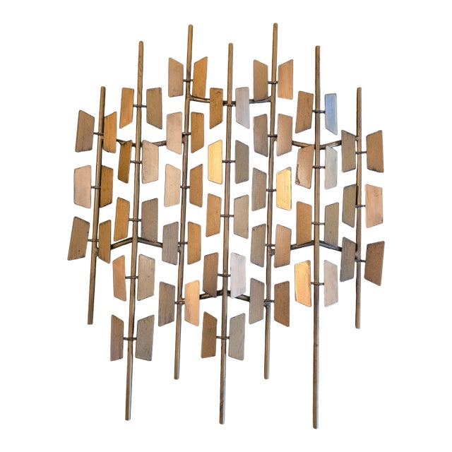 Mid-Century Modern Brutalist Welded Metal Geometric Wall Sculpture For Sale