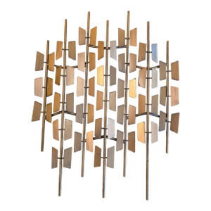 Mid-Century Modern Brutalist Welded Metal Geometric Wall Sculpture