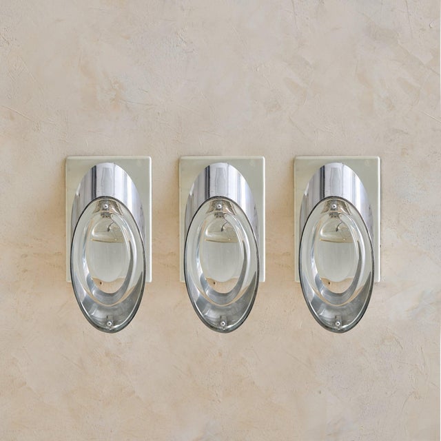 Silver Italian Postmodern Chrome Sconce by Oscar Torlasco for Stilkronen, 1970s For Sale - Image 8 of 13