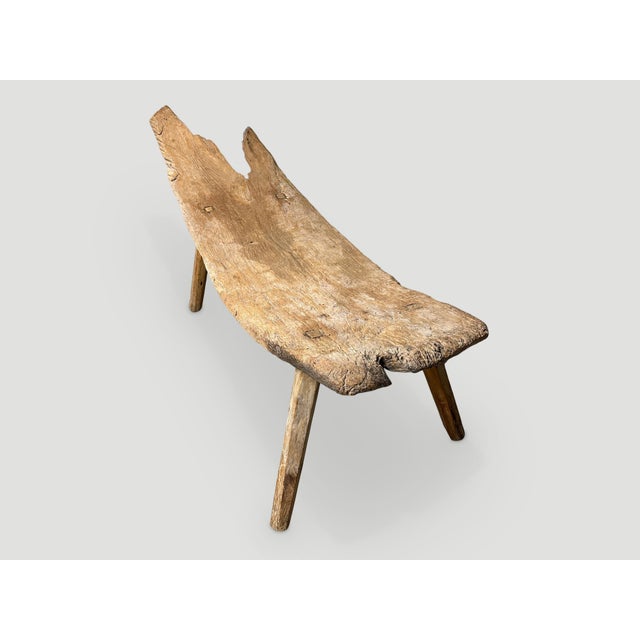 1930s Rare Antique Teak Wood Bench or Chaise For Sale - Image 5 of 6