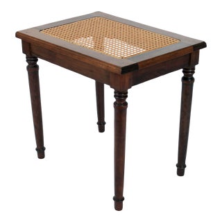 Vintage Bench or Stool With Caned Seat For Sale