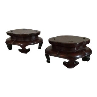 Early 20th Century Chinese Carved Wood Display Stands - a Pair For Sale