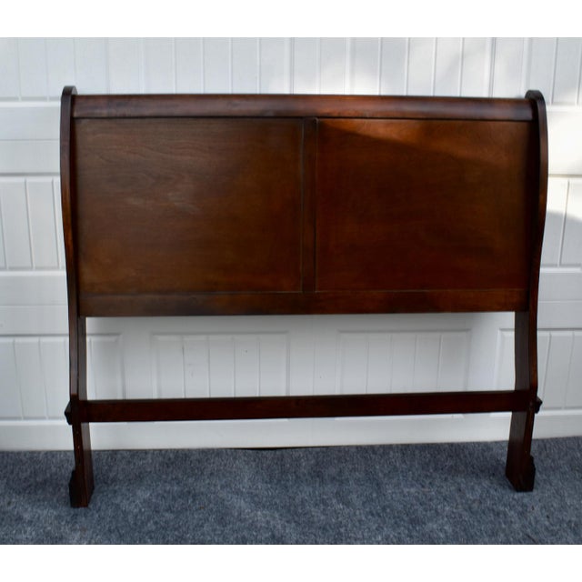 Cherry Wood Sleigh Bed Louis Philippe Style Frame Full Size For Sale - Image 4 of 16