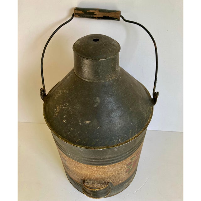 Traditional Antique Hand Painted Oil Can For Sale - Image 3 of 7