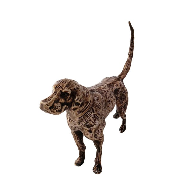 Brass Antique Brass Finish Metal Dog Sculpture For Sale - Image 8 of 8
