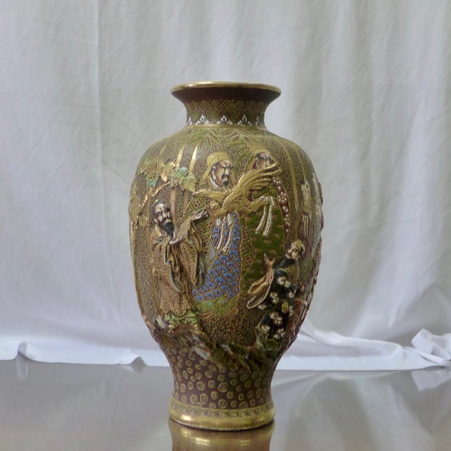 Japanese Japanese Satsuma Moriage Porcelain Vase For Sale - Image 3 of 11