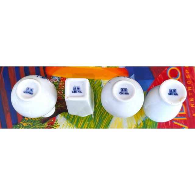 Vintage Chinese Blue and White Porcelain Mini Vases - Set of 4 For Sale In New York - Image 6 of 7