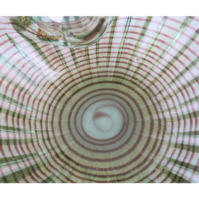 Green 1950s Ercole Barovier Zebrati Glass Bowl For Sale - Image 8 of 12