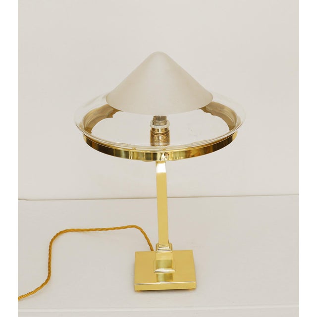 Art Nouveau table lamp Art Nouveau floor lamp, circa 1915. Square base with four small ball feet. Square column. Clear...