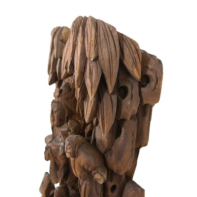 Late 19th Century 19th Century Antique Chinese 3d Wood Carving Panel For Sale - Image 5 of 8