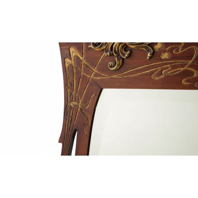 Art Nouveau Nancy School Carved Gilded Mirror with Chrysanthemum Decoration, France, 1900s For Sale - Image 12 of 18