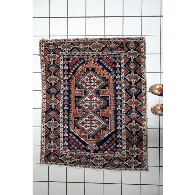 1920s, Antique Persian Afshar Rug 3.8' X 4.6' (115cm X 142cm) For Sale - Image 12 of 12