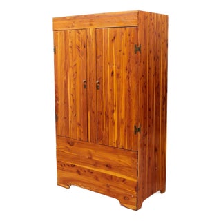 Pine Primitive Mid-Century Vintage Armoire For Sale