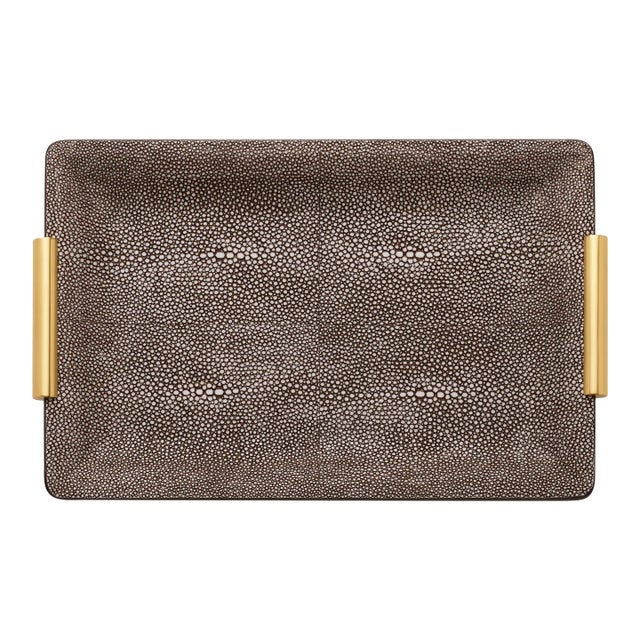 AERIN Faux Shagreen Small Vanity Tray, Chocolate For Sale