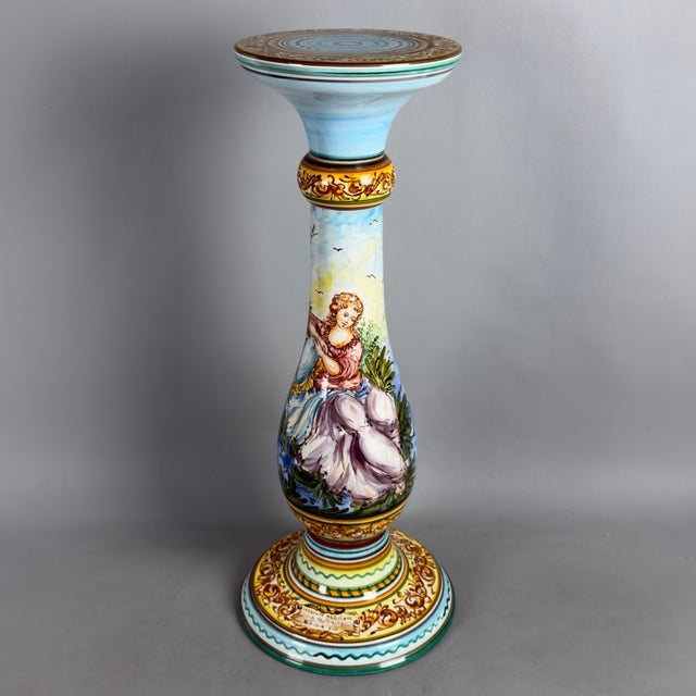Vintage Hand-Painted Ceramic Pedestal Column from Pastorino Albisola For Sale - Image 11 of 11