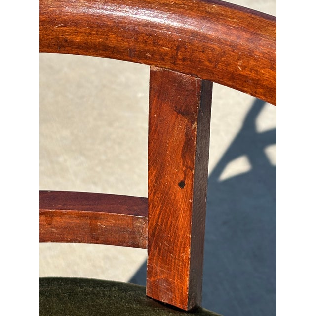 Petite Scale Mid-Century Italian Walnut Horseshoe Rail Back Armchairs - A Pair For Sale - Image 15 of 18