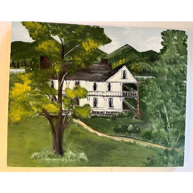 Oil on canvas 1991 painting signed by Nellie Medford of The Shook House belonging to Francis Asbury pioneer bishop of...