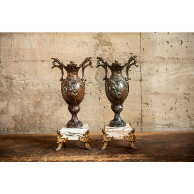 19th Century French Bronze & Marble Vases For Sale - Image 10 of 10