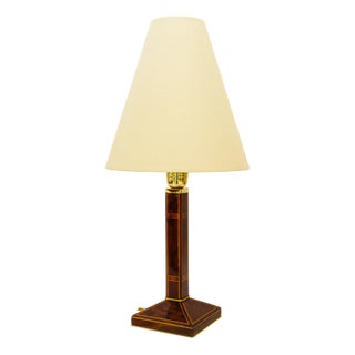 Big Art Deco Table Lamp Wood with Inlay, Vienna, 1920s For Sale